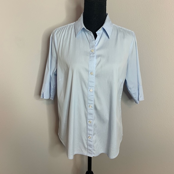 Ann Taylor Womens Blue Button Down Shirt Blouse - Picture 1 of 7